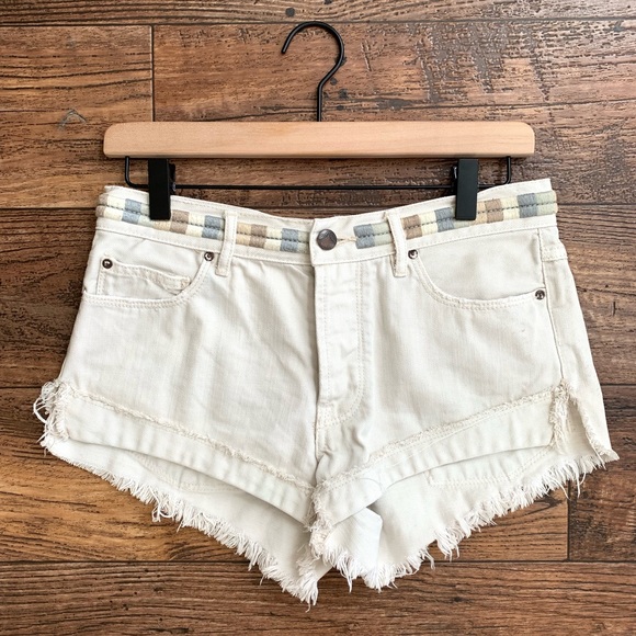 Free People Pants - Free People Elliot Embroidered Cutoff Shorts Ivory